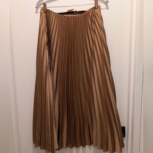 Mango Bronze A-Line Pleated Skirt